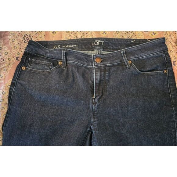 Ann Taylor LOFT Modern Crop Jeans Size 30/10 Dark Wash Denim Straight-Leg Womens - Picture 6 of 13
